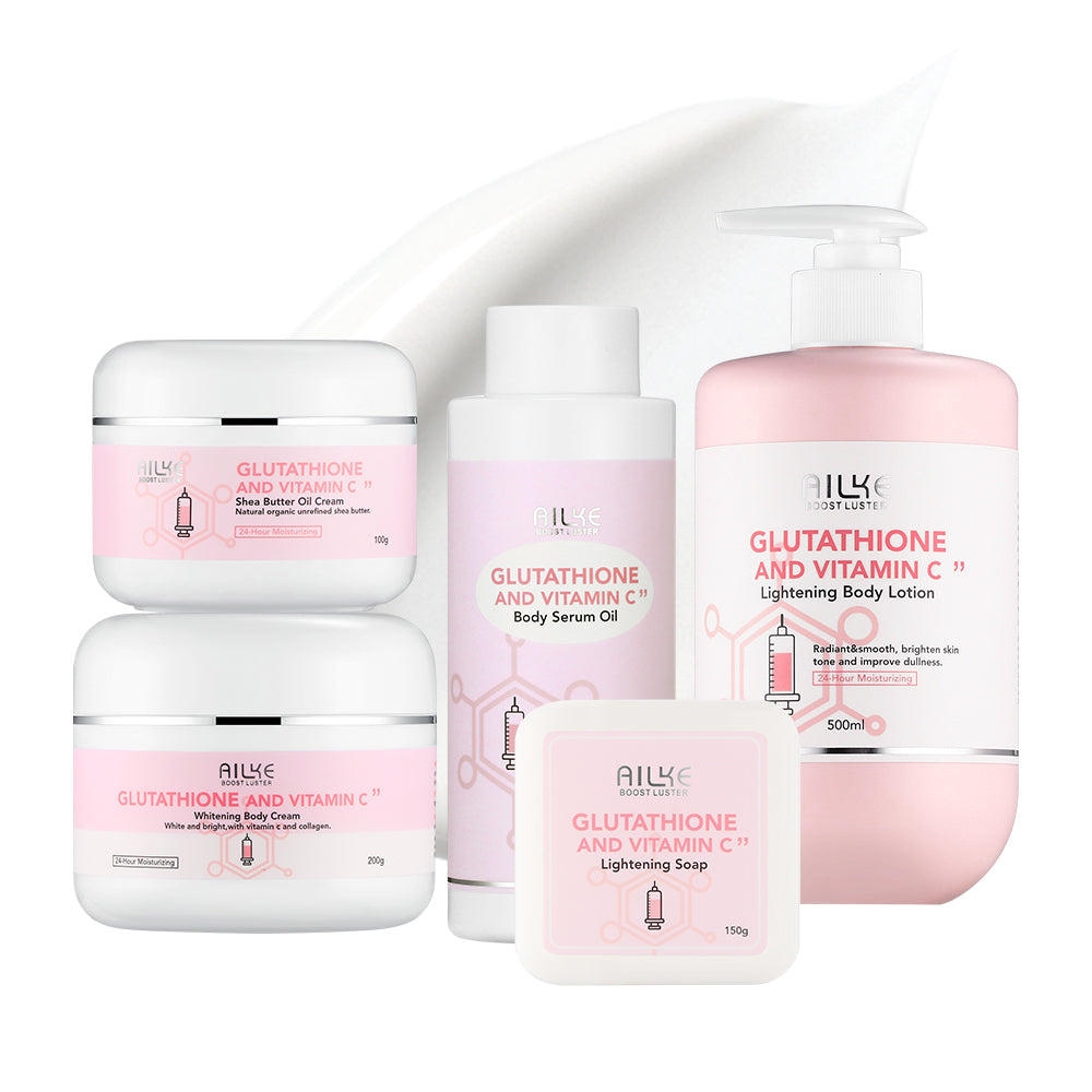Luxury Organic Vitamin C Body Lotion & Whitening Face Cream Skin Care Set with Glutathione and Natural Ingredients.
