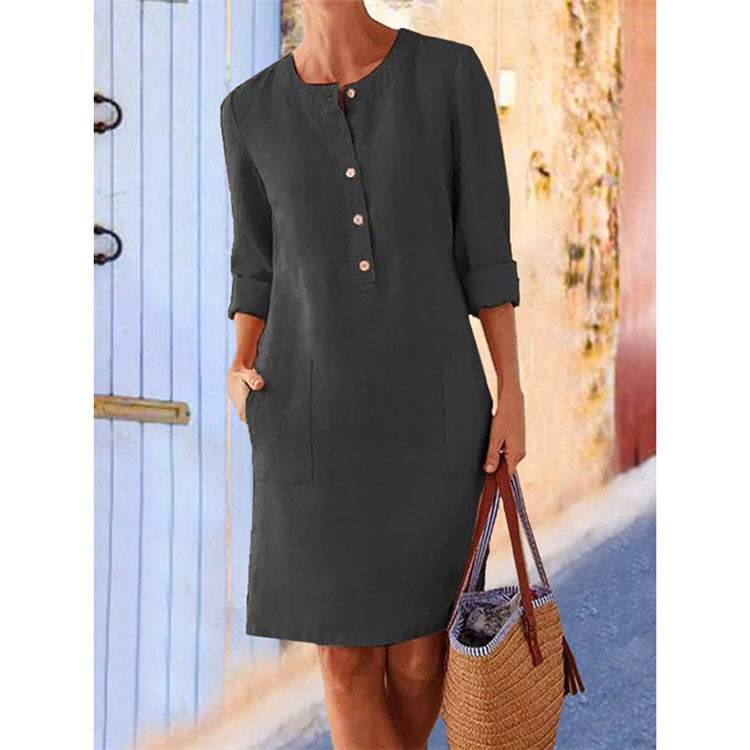Elegant cotton summer dress for women in black.