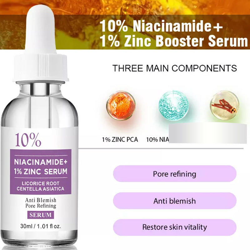 Ordinary Retinol Tea Tree Niacinamide 24k Gold Hyaluronic Acid Vitamin C Serum with 10% Niacinamide and 1% Zinc Booster for pore refining and anti-blemish.
