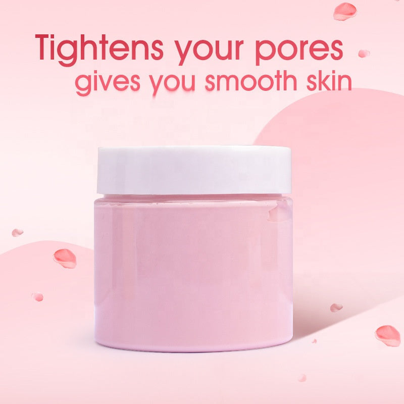Collagen facial mask in pink jar for deep cleansing and pore tightening.
