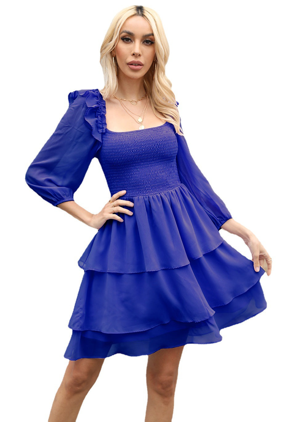 dresses women lady elegant ladies square neck slim fit cake casual dress