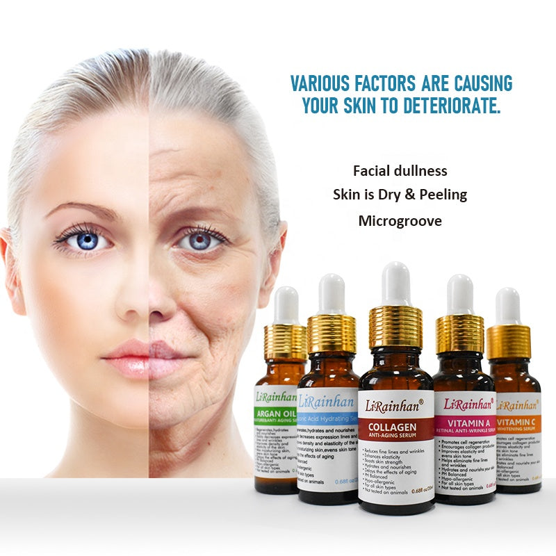 OEM Multivitamin A C&E Collagen Booster Serum Set for Anti-Aging, Whitening, Moisture, Anti-Wrinkle.