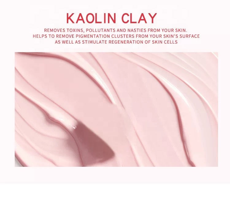 Kaolin clay texture for collagen peel off blackhead face mask, supports toxin removal, pigmentation reduction, and skin cell regeneration.