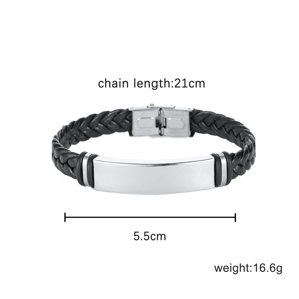 Handmade Leather Cuff Bracelet Wholesale Price Personal Engraved Stainless Steel Bracelet Fast Delivery Engraved Men Jewelry