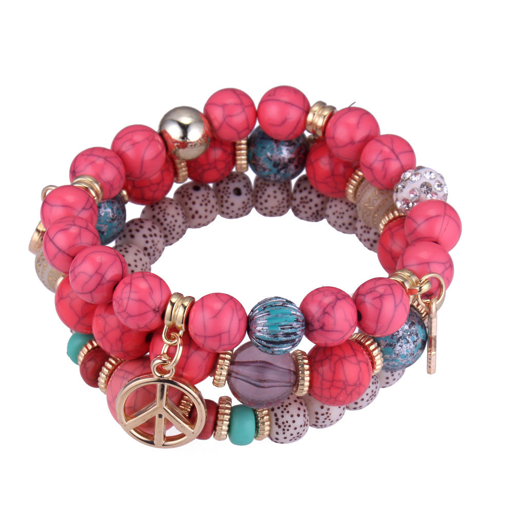 Fast Delivery Time Fashion Peace Charm Bracelet Wholesale Price Stocks Beads Jewelry DIY Style Cheap Layer Bracelet