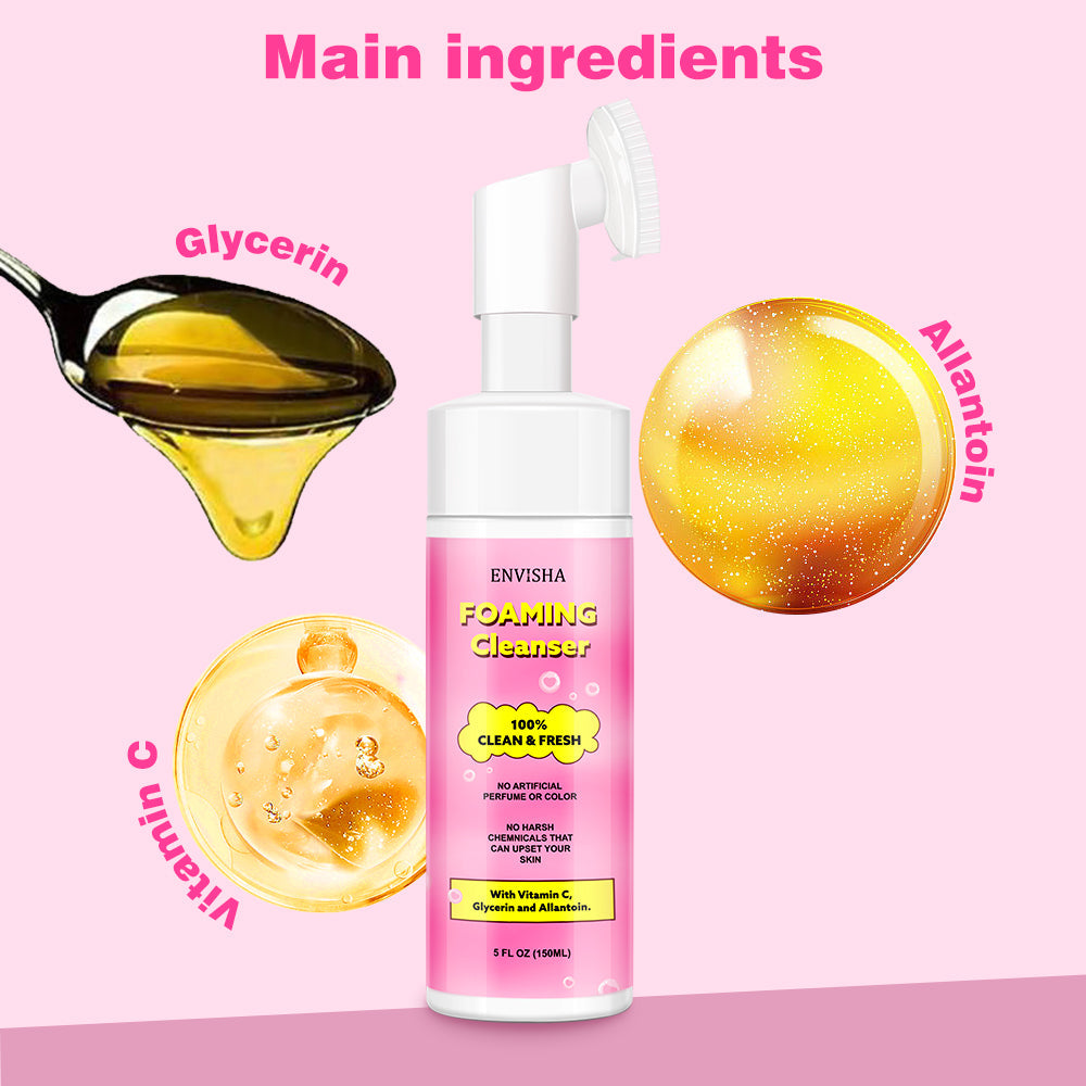 Herbal deep cleansing foaming facial wash with glycerin, allantoin, and vitamin C ingredients.