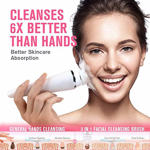 Waterproof facial cleansing brush for pore cleaning and skincare.