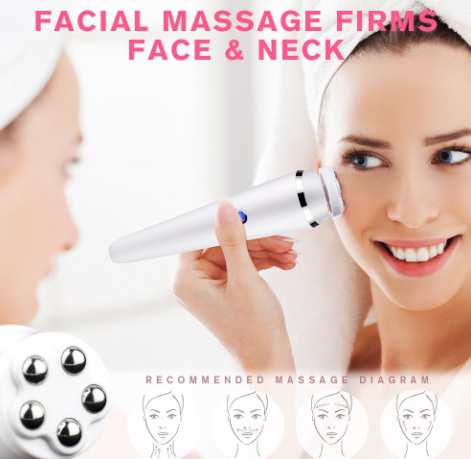 Waterproof facial cleansing brush for face and neck massage, rechargeable with multiple speed settings.