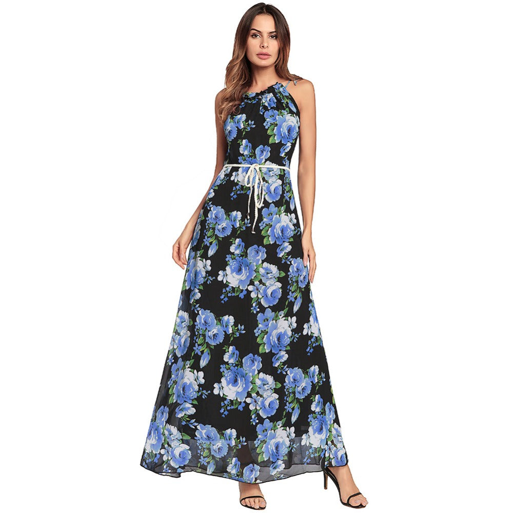Summer floral dress for women, polyester material, casual wear, sizes M-2XL.