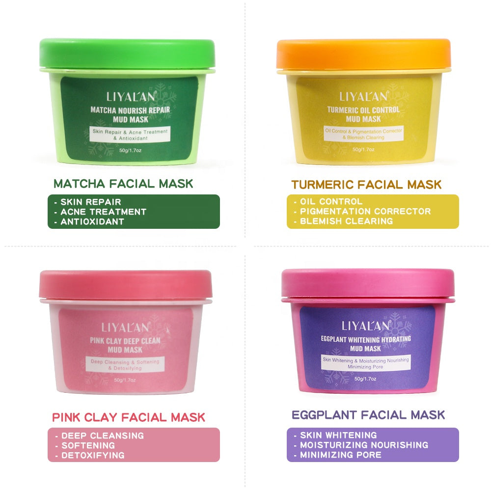 Pore cleaner facial mask Christmas gift set with organic mud clay, hair band, and brush.
