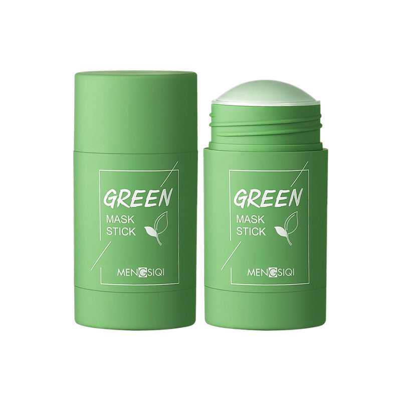 Green tea mask stick for skincare, purifying cleansing, and moisturizing.