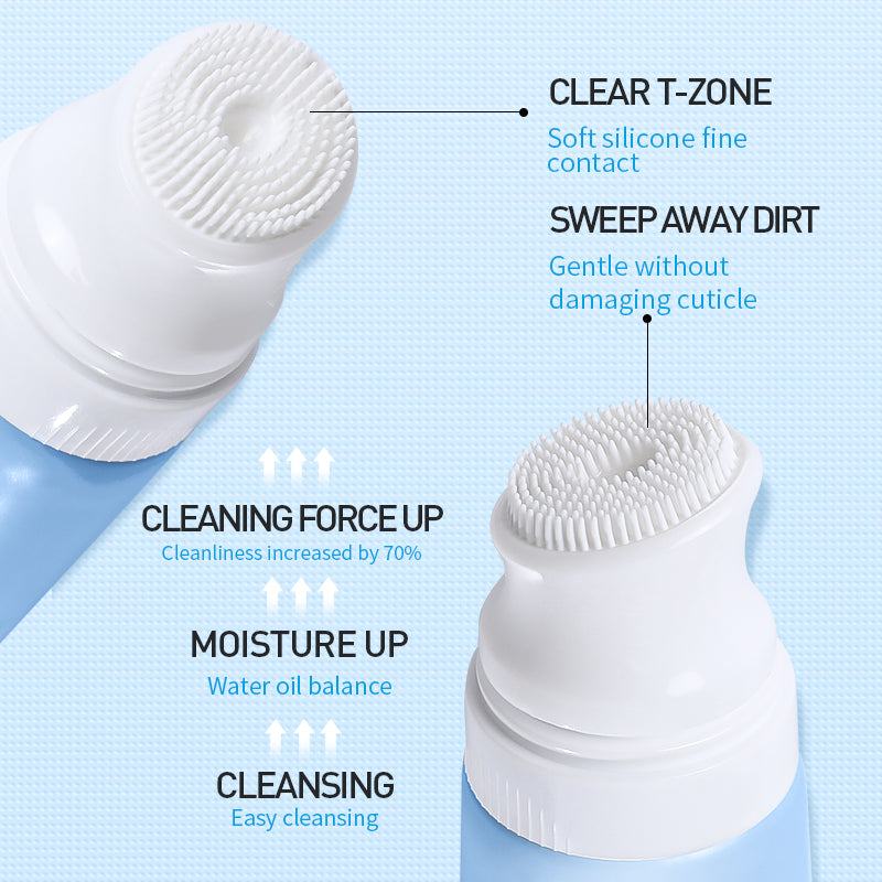 Deep cleansing facial cleanser with soft bristle applicator for clear T-zone and sweep away dirt.