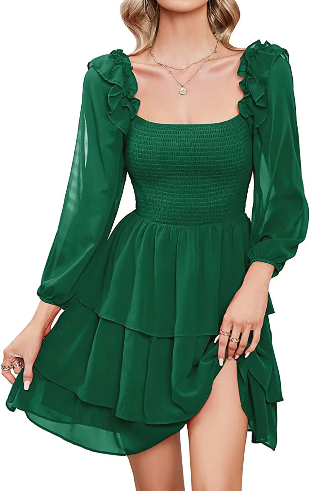 dresses women lady elegant ladies square neck slim fit cake casual dress