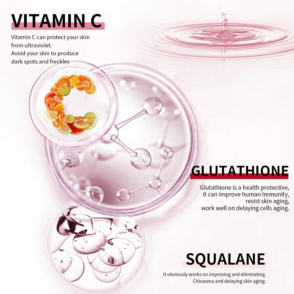 Luxury Organic Vitamin C and Glutathione Skin Care Set featuring Squalane for Whitening and Anti-Aging.