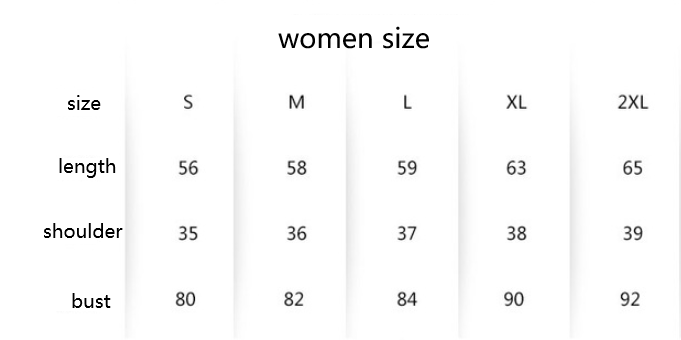 Unisex Pirate Pug T Shirt women size chart with measurements from S to 2XL