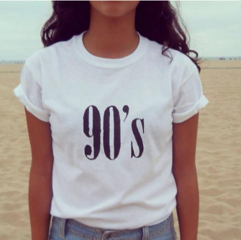 90s Style T-Shirt in White styled with jeans for a casual outfit
