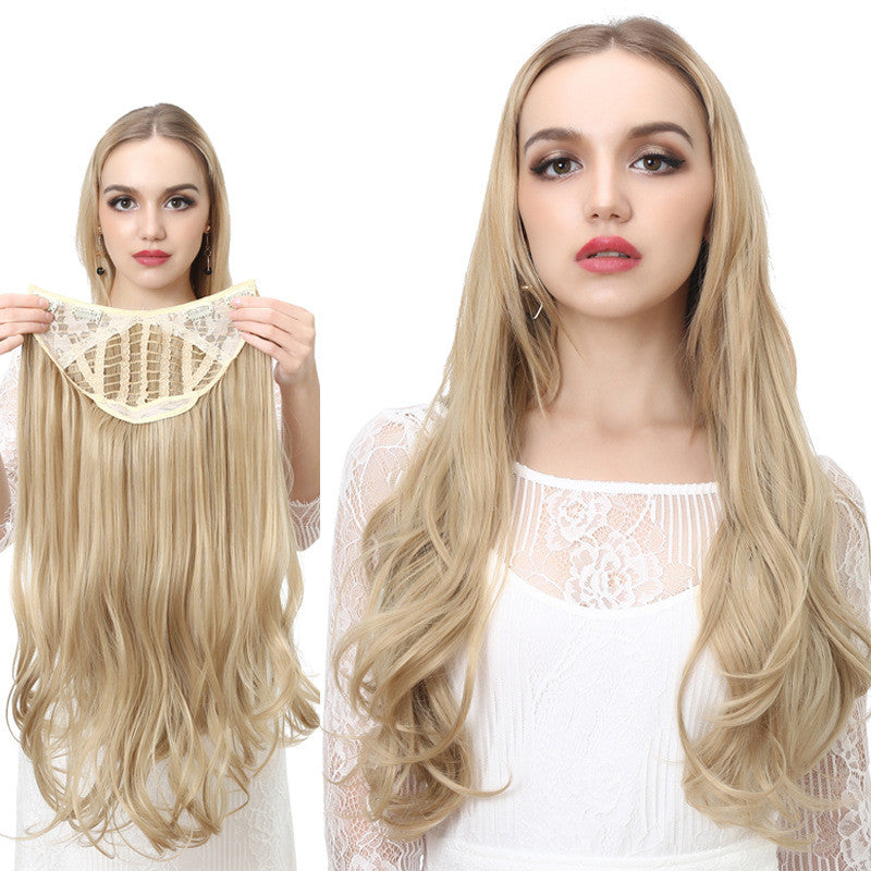 Hair Extension Invisible Half False Synthetic Wig Long Blonde Black Natural Hairpieces