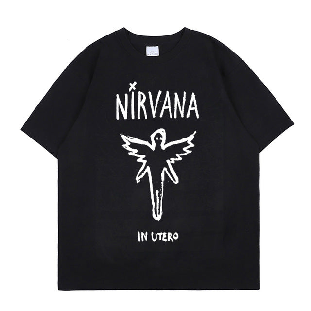 Mens Graphic T Shirt in black with grey design