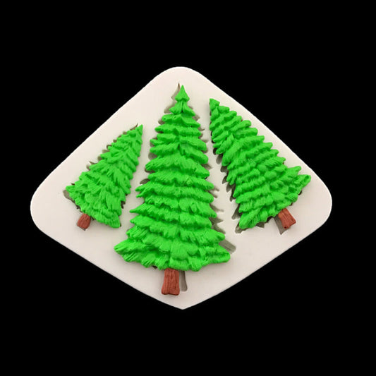 Christmas tree silicone mold for cake decorating, heat resistant and durable.