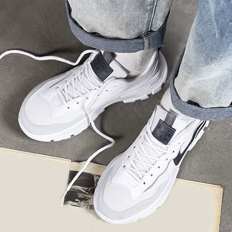 Black White Sneakers Men Lace-