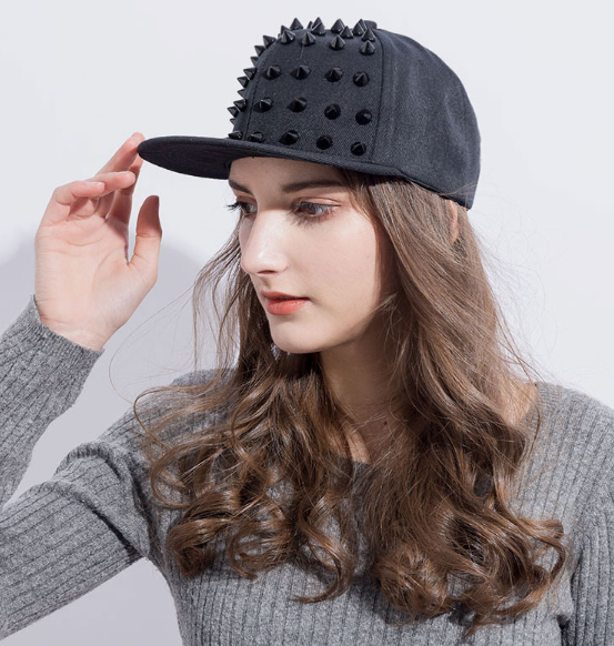 Black Rivet Hat with black spikes