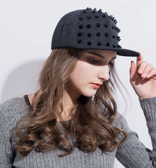 Black Rivet Hat with black spikes