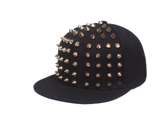Black Rivet Hat with gold spikes