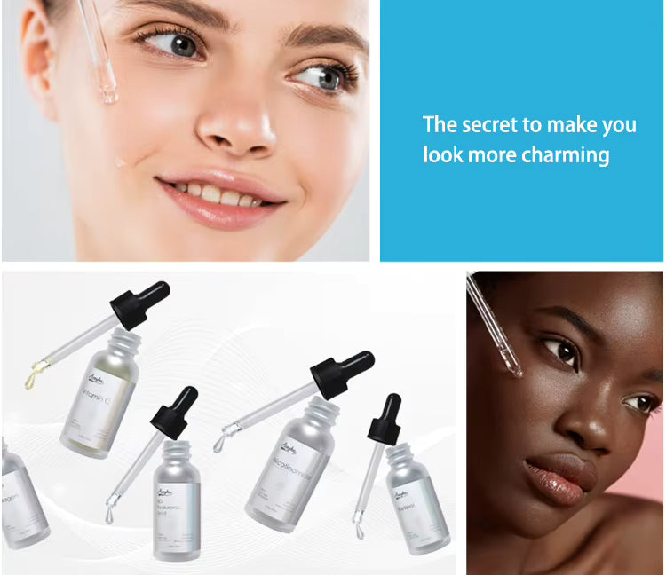 Collagen Serum product range shown with diverse skincare models
