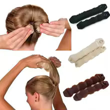 Magic Hair Bun Maker – women creating elegant bun hairstyles with reusable styling tool