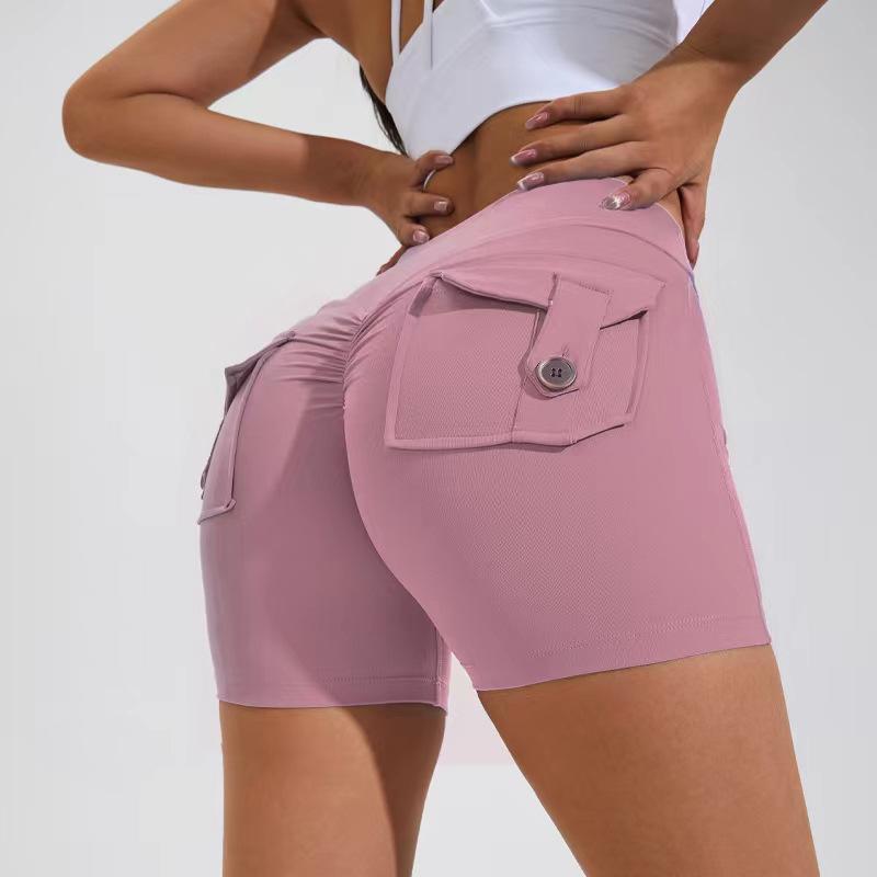 High Waist Workout Shorts in sun god yellow for yoga and fitness