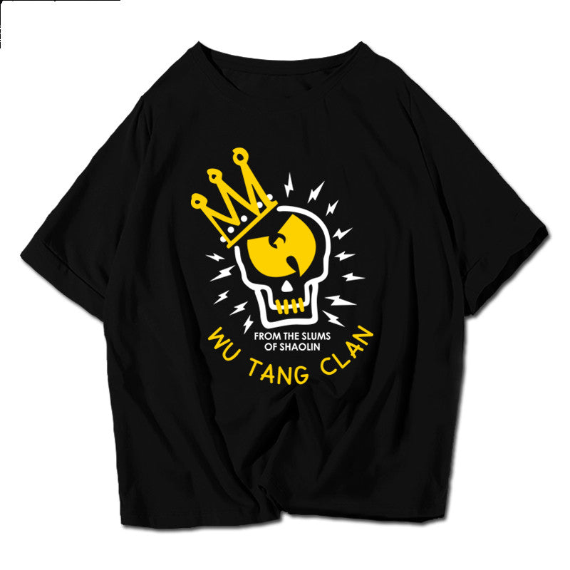 Mens Graphic T Shirt in black with a bold yellow illustrated front print
