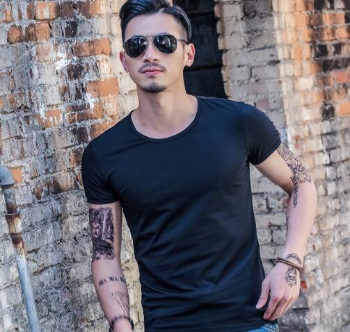 Mens Lightweight Summer T-Shirt in black styled with jeans
