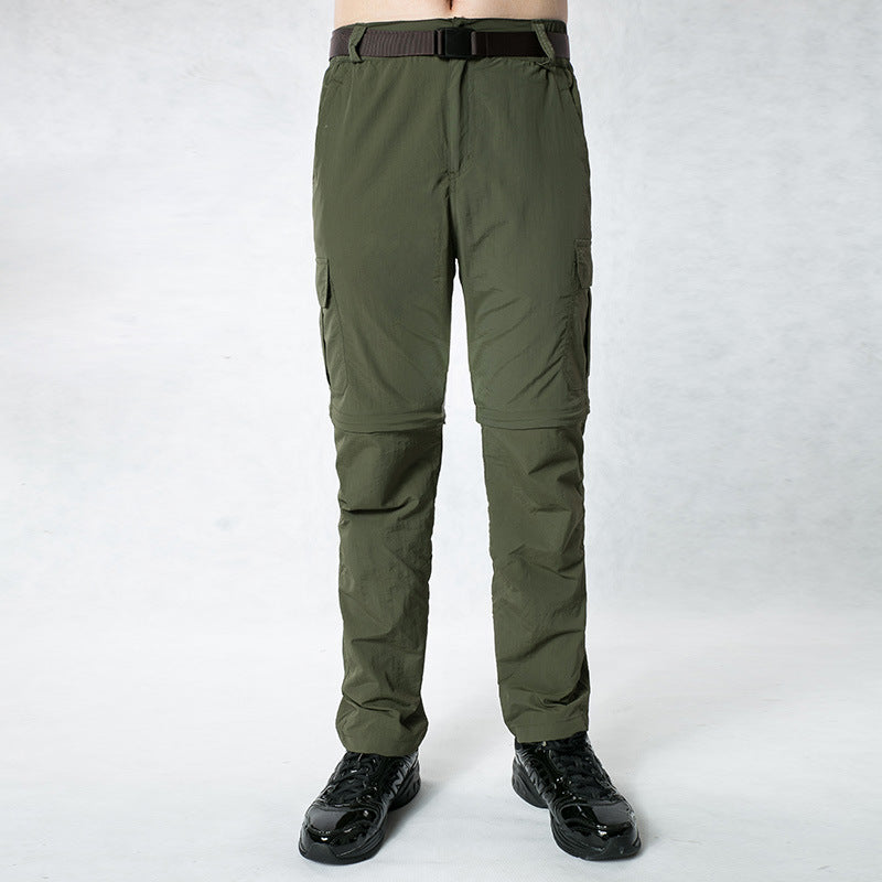 Mens Quick Dry Trousers in Army Green, front view on a model showing the straight-leg fit