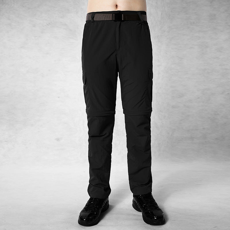 Mens Quick Dry Trousers in Black, front view on a model wearing full-length outdoor pants