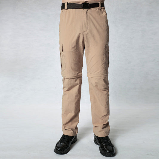 Mens Quick Dry Trousers in Khaki, front view on a model showing the full-length straight-leg fit