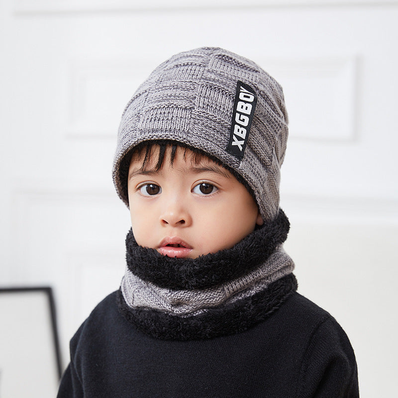Winter Knit Hat and Snood Set in Grey