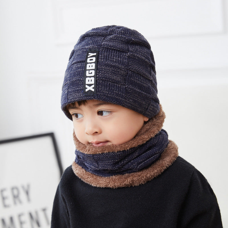 Winter Knit Hat and Snood Set in Navy Blue