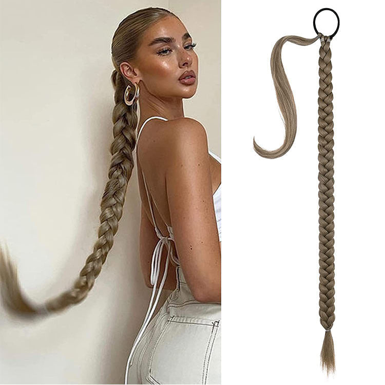 Braided Wrap Ponytail Extension in brown loose and braided styles