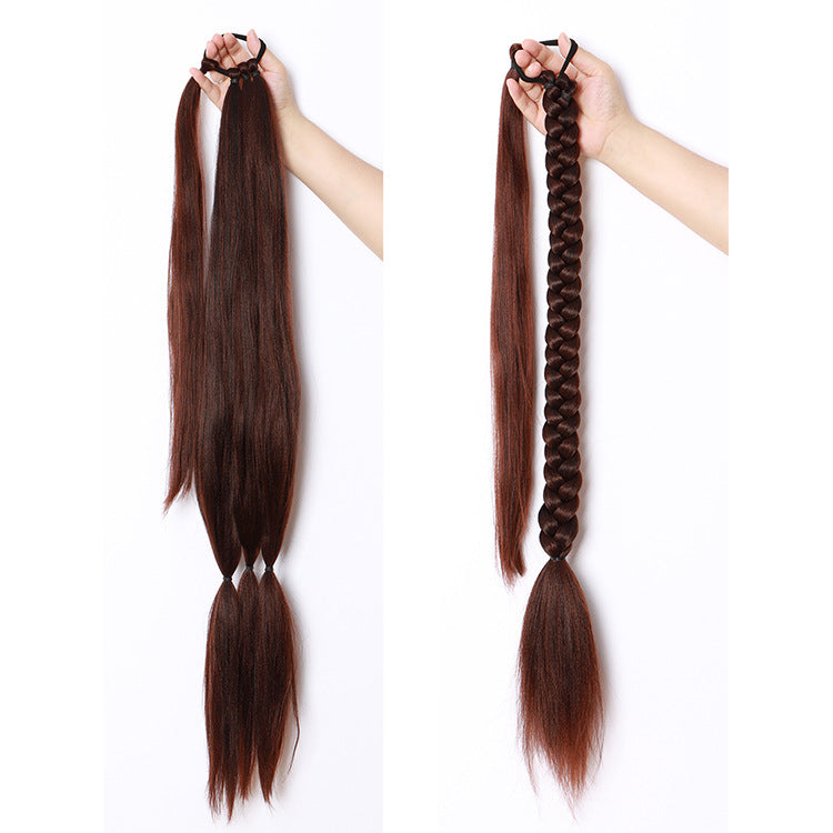 Braided Wrap Ponytail Extension in dark brown styling options