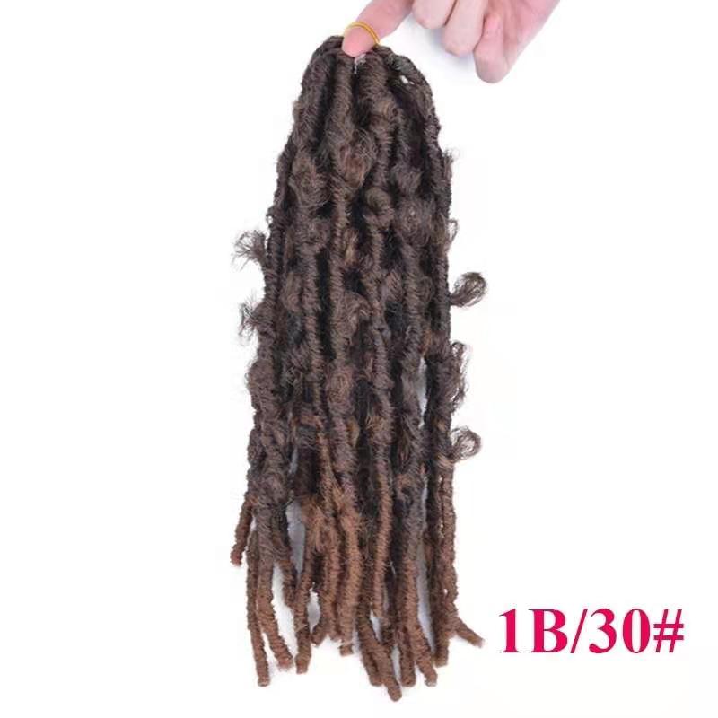 Butterfly Locs Crochet Braids in natural black with 14-inch length display