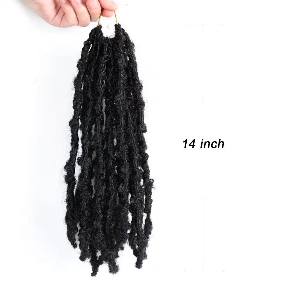 Butterfly Locs Crochet Braids in natural black shown in full length