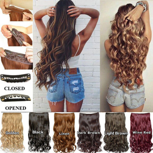 Curly Clip In Hair Extension colour collection shown on model