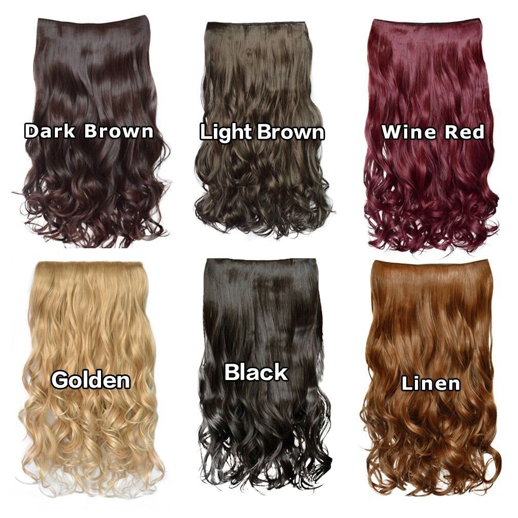 Curly Clip In Hair Extension colour chart with seven shades