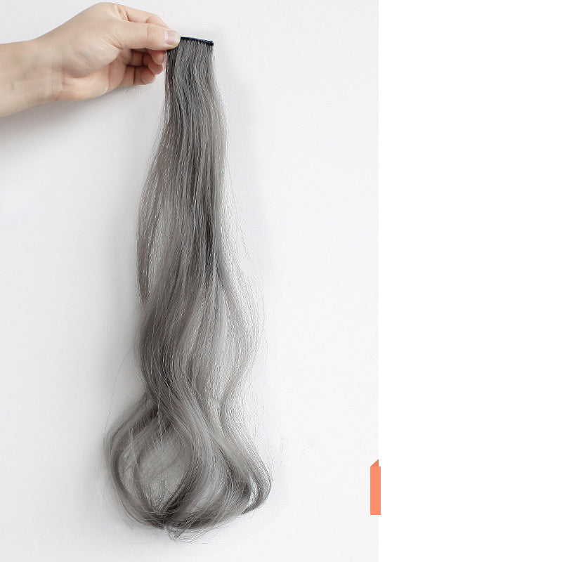 Curly Face-Framing Hair Extensions in dark grey with long curls