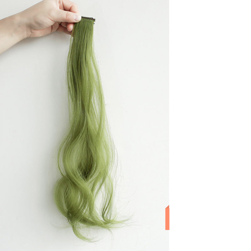 Curly Face-Framing Hair Extensions in green with long curled ends