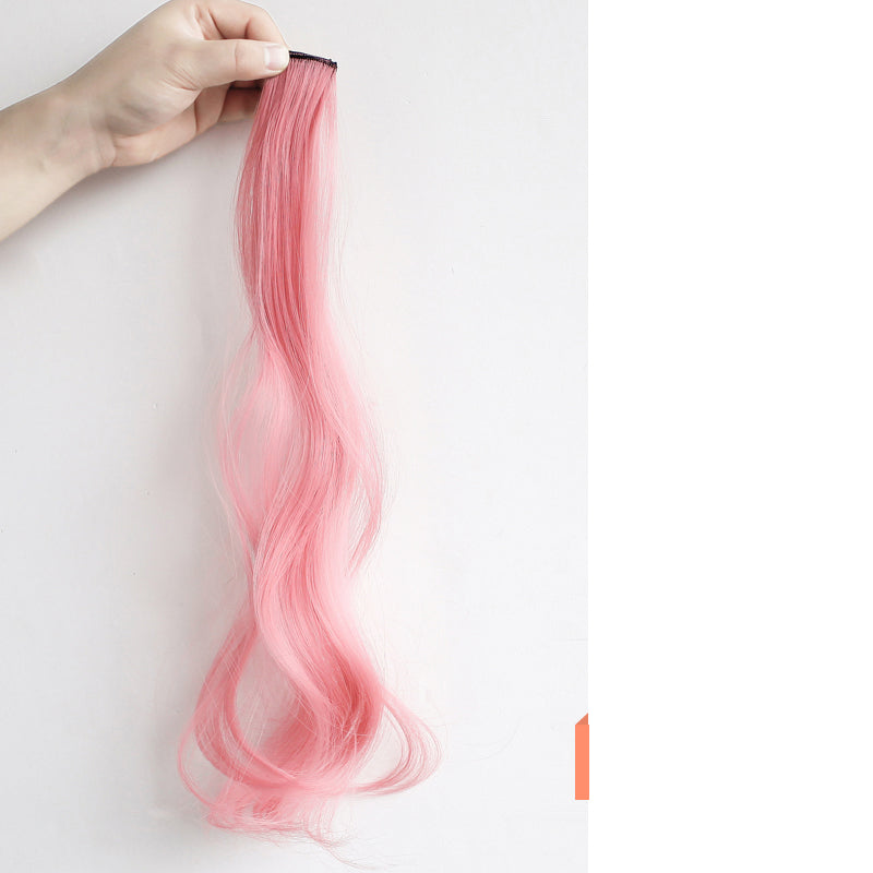  Curly Face-Framing Hair Extensions in pink with long soft curls