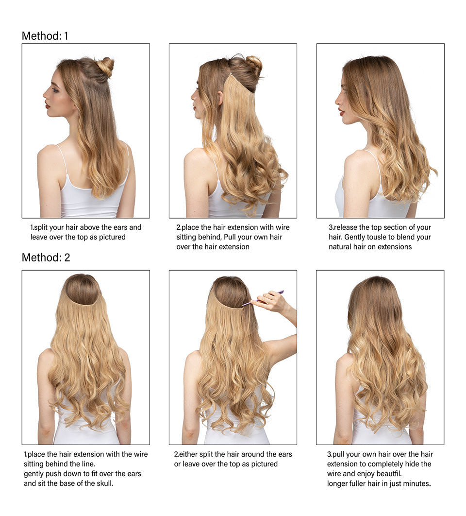 Curly Halo Hair Extension step-by-step fitting and styling methods