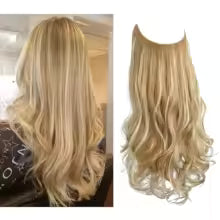 Curly Halo Hair Extension in natural blonde with soft loose curls
