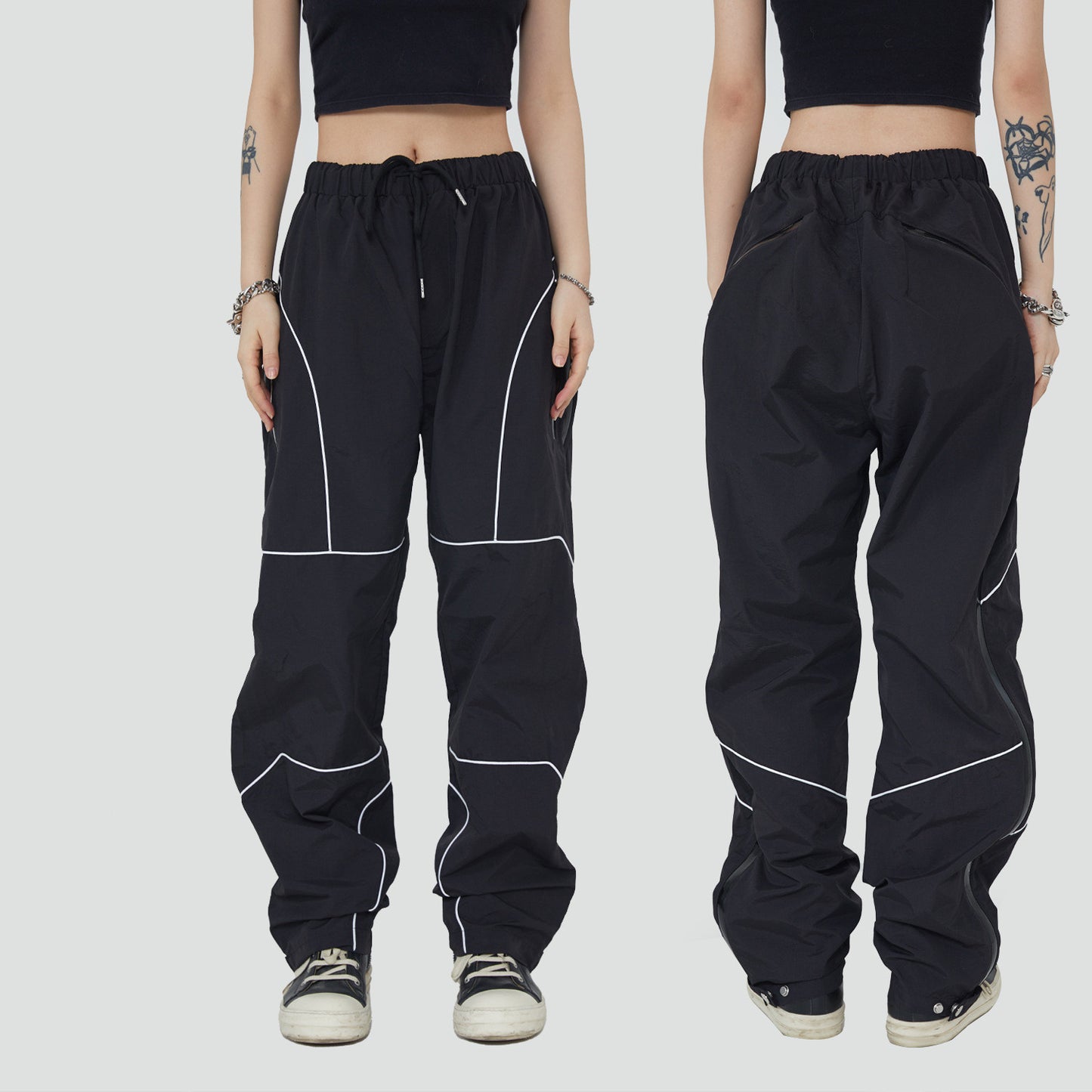 Trousers Full Zipper Loose Casual Pants