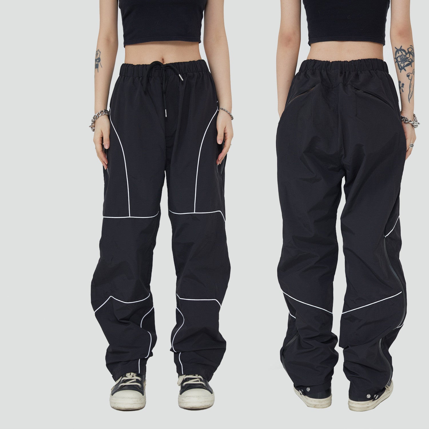Trousers Full Zipper Loose Casual Pants